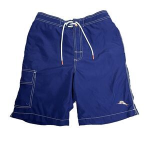 Tommy Bahama Mens Swim Trunks Small Blue Board Shorts Drawstring Pocket‎ Surf